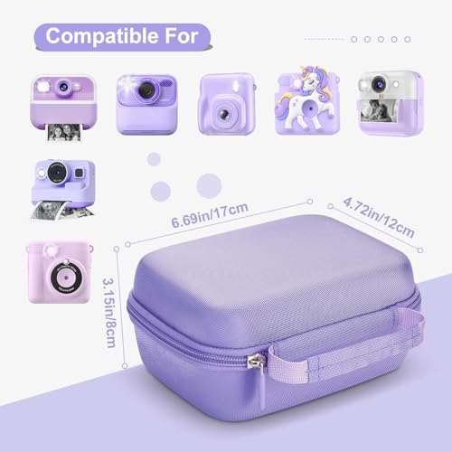 Camera Case Compatible for ESOXOFFORE/Upgrade/Dylanto/Yehtta/HiMont/CAMCLID Kids Instant Print Camera Toy,Portable Digital Camera Storage Holder Organizer Bag (Case Only) - Purple - Image 2