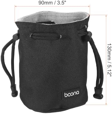 PATIKIL Soft Drawstring Lens Case, Lens Pouch Bag with Cotton Pad 3.5" OD Thick Fleece Cloth Camera Lens Bag for SLR Lens Water Cups, Black - Image 2