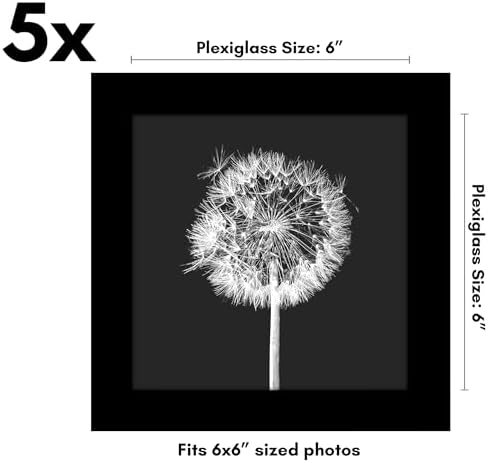 Americanflat 6x6 Picture Frame 5-Pack - Slim Molding - Black - Image 2