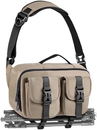 TAAOKA Camera Sling Bag,DSLR Camera Bag with Tripod Holder,Waterproof Camera Shoulder Crossbody Bag for Photographers(Coffee) by TAAOKA