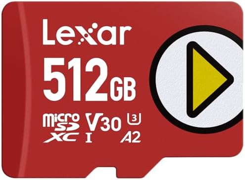 Lexar 512GB Play Micro SD Card, 205MB/s Read, 4K, V30, UHS-I, A2 by Lexar