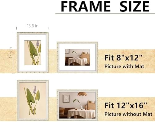 VIOLABBEY 12x16 Picture Frame Antique White and Gold, Ornate Vintage Frame - Image 2