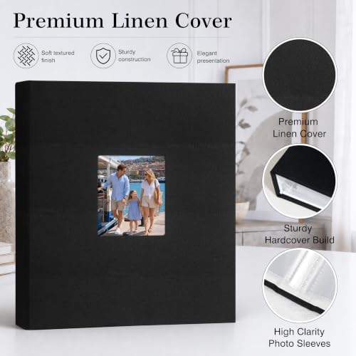 Aevdor 11x14 Photo Album and Art Portfolio, 64 Photos, Linen Cover, Black - Image 4
