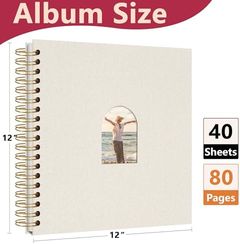 Vienrose Scrapbook Album,80 Pages,12x12 Inch,Beige - Image 4