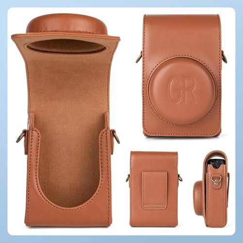 Case for Ricoh GR IV Camera,PU Leather Carrying Bag with Adjustable Shoulder Strap,Retro Style Protective Bag for Ricoh GR IV - Brown - Image 6