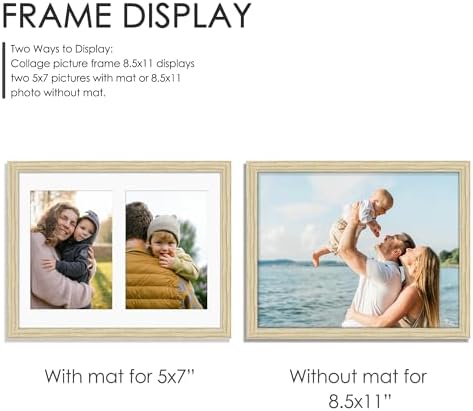 DUENPY 8.5x11 Double Frame For 2 5x7 Photos Wood Color - Image 3