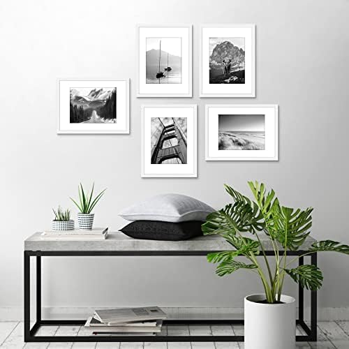 Americanflat 12x16 Picture Frame 5-Pack - Matted to 8.5x11 - White - Image 5