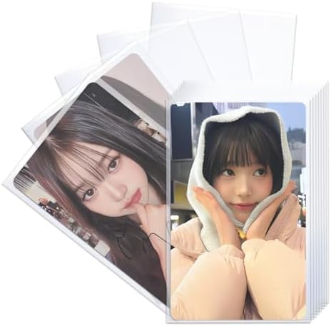 100 Pcs Kpop Photocard Sleeves, Ultra Thickness 200 Microns CPP Card Protector Holder for 3 inch Polaroid Standard Kpop Album Photo and Trading Cards, PVC Free and Acid-Free (58 x 89mm) by WooWood