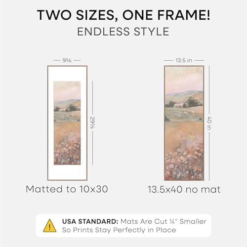 Homeforia 13.5x40 Mocha Picture Frame, High-End Metal, 10x30 Mat, Glass - Image 2