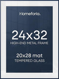 Homeforia 24x32 Blue Poster Frame, High-End Metal, 20x28 Mat, Glass by Homeforia