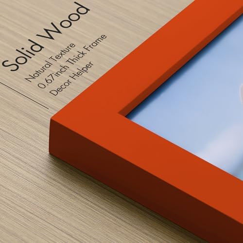 Vittanly 8x10 Picture Frame Made of Solid Wood for Wall or Tabletop, Orange - Image 3