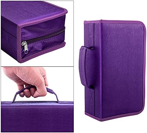 Siveit DVD Case, 128 Capacity CD/DVD Case Wallet Binder Storage Holder Booklet for Car Home Office and Travel (White binder, Purple) - Image 5