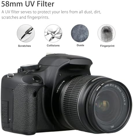 EEEKit 58mm Tulip Flower Lens Hood with UV Filter Lens for Canon EOS 77D 80D Rebel T8i T7 T7i T6i XTi SL2 DSLR Camera - Image 6