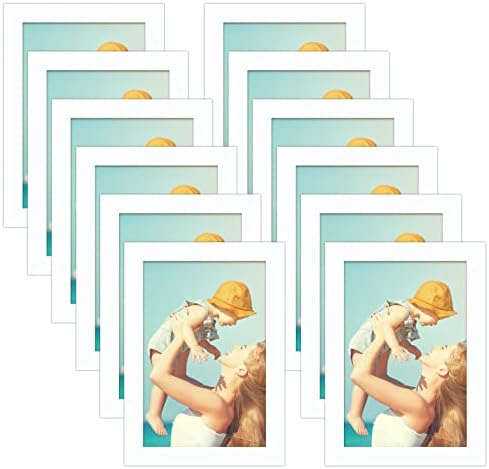 CRUGLA 12 Packs 4x6 Magnetic Picture Frames for Refrigerator， White Peel and Stick Frame Bulk, 4 by 6 Photo Holders for Fridge Dishwasher Whiteboard by CRUGLA