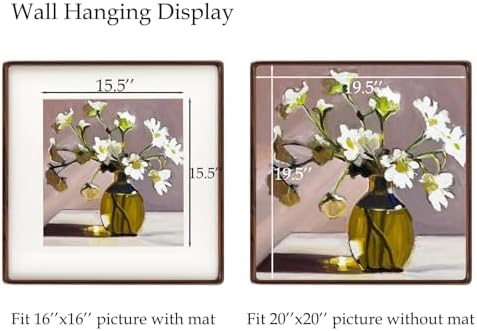 Recuerdos 20x20 Walnut Picture Frame, Matted to 16x16 with HD Plexiglass - Image 3