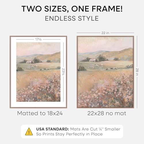 Homeforia 22x28 Mocha Poster Frame, High-End Metal, 18x24 Mat, Glass - Image 2