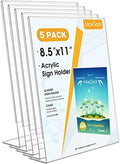 MaxGear Acrylic Sign Holder, 8.5 x 11 Slant Back Display Stand, 5 Pack by MaxGear