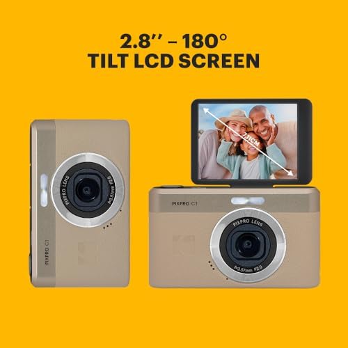 KODAK PIXPRO C1 13MP Compact Digital Camera, 26mm Fixed Lens, Tan - Image 3