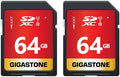 GIGASTONE 64GB SD Card 2-Pack UHS-I U1 Class 10 SDXC Memory Card High Speed, Speed Up to 100MB/s, Full HD Video Olympus Digital Camera with 2 mini Cases by Gigastone