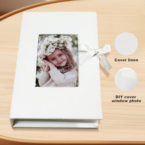 Photo Album 4x6 100 Pockets, Slip-in Picture Albums, Linen Cover Top Loader Vertical Pockets Albums for Baby, Kids Boy Girls, Wedding, Family, Anniversary, White - Image 4
