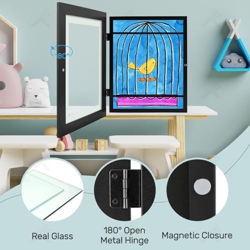 2 Pack 9x12 Front-Opening Kids Artwork Frames Changeable (Black) - Image 5
