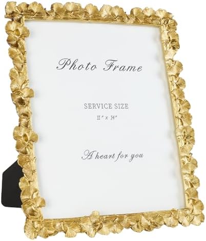 Cuspin 11x14 Picture Frame Gold Vintage Ornate Ginkgo Leaf Photo Frames by Cuspin