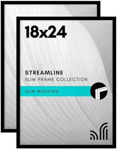 Americanflat 18x24 Poster Frame 2-Pack - Slim Molding - Black by Americanflat
