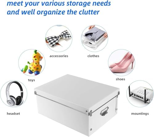 XUCHUN Decorative Storage Box with Lids,Set of 3 Waterproof Foldable Plastic Box Multiple Sizes for Socks/Office（White） - Image 3