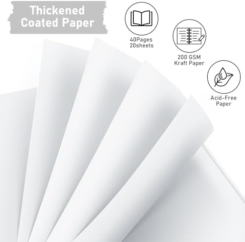 GOTIDEAL 8 x 8 Inch Scrapbook Album with Metallic Markers, White, 40 Pages - Image 4