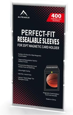 Resealable Sleeves for 35PT Magnetic Card Holders, Exact Fit Team Bags for 35 PT Magnetic Card Holders (400 Pack) by Alteagle