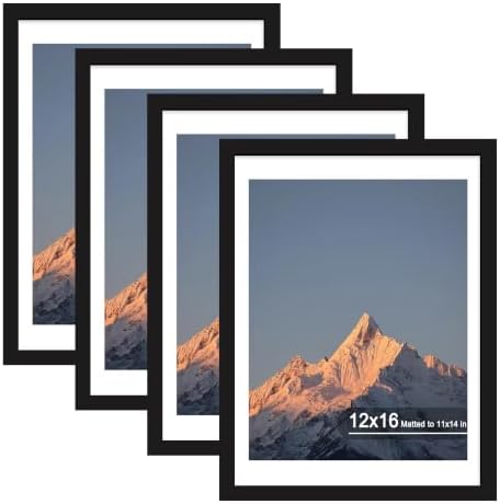 12x16 Picture Frame Set of 4 with Real Glass, Wall Mount by SZYUU