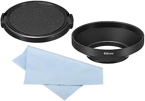 PATIKIL 49mm Lens Hood, Wide Angle Matte Surface Anti-Reflective Inside Hood with Cap and Cleaning Cloth for Camera Lens, Black for Nikon, for Fujifilm, for Pentax, for Leica by PATIKIL