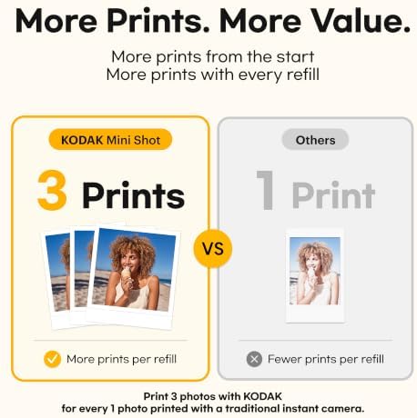 KODAK Mini Shot 3 Retro 3x3 Instant Camera, Photo Printer, 38 Sheet, White - Image 3