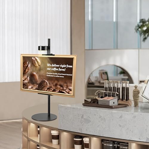 Adjustable Desktop Photo Frame Stand with Magnetic Wall Painting Light, Holds Picture Frames up to 30 Inch,with Rechargeable Battery,Metal Vertical Stand with 3 Color Temperature & 13RGB Poster Lights, for Displaying Picture Frames, Artworks (1 Pack,Bl... - Image 6