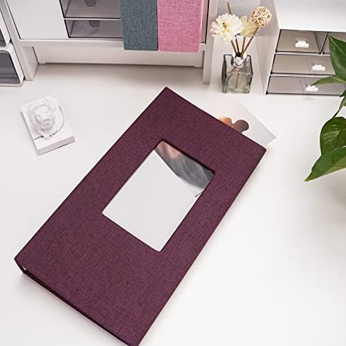 Vienrose 4x6 Photo Album,420 Pockets,Linen Cover with Window,Purple - Image 2