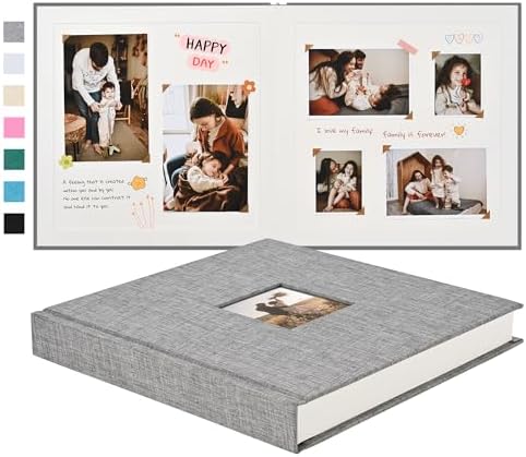 Pssoss 10x10 Inch DIY Scrapbook Album, Linen Hardcover, 40 Pages, Grey by Pssoss