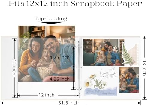 Vienrose Linen Scrapbook Photo Album Kit, Large 3 Ring Binder Scrapbook with 30 Plastic Sleeves, 15x13 Inch DIY Memory Book for Wedding, Anniversary, Family & Kids Keepsake Gift, Beige - Image 2