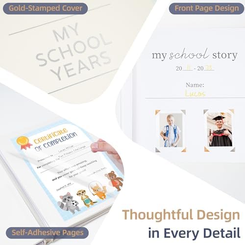 Large School Photo Album, 12 x 12 In, 40 Self-Adhesive Pages, Beige - Image 5