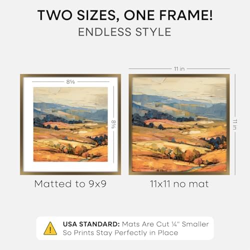 Homeforia 11x11 Bronze Picture Frame, High-End Metal, 9x9 Mat, Glass - Image 2