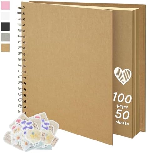 DIY Scrapbook Photo Album,100 Pages,10x10 Inch,Kraft by Remowith