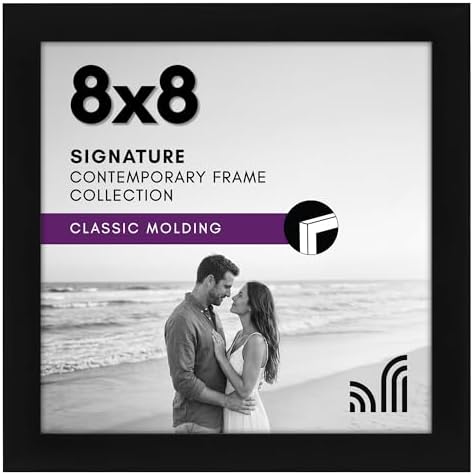 Americanflat 8x8 Picture Frame with Shatter-Resistant Glass - Signature Collection - Gallery Style Frames Made of Engineered Wood - Square Frame for Tabletop and Wall Display - Black by Americanflat