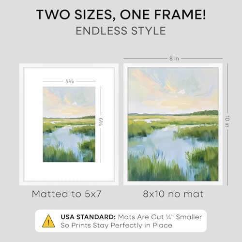 Homeforia 8x10 White Picture Frame, High-End Metal, 5x7 Mat, Glass - Image 2