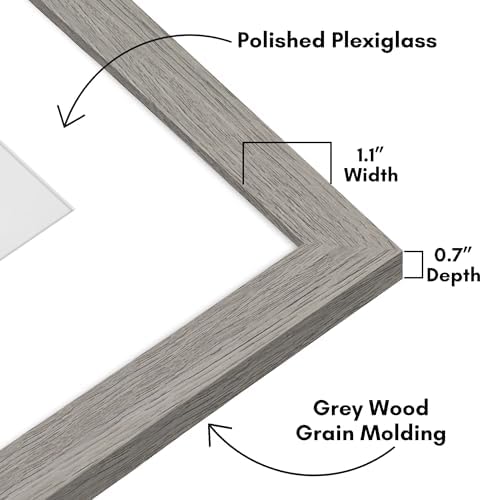 Americanflat 18x24 Poster Frame - Matted to 12x18 - Grey Wood - Image 3