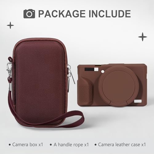 BOVKE Hard Case + Silicone Cover for Canon Powershot G7 X Mark III, Brown - Image 2