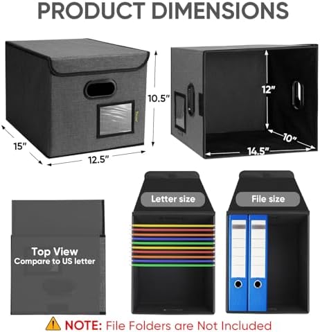 BALEINE File Organizer Box with Lid, Collapsible Hanging File Storage Box - Image 2