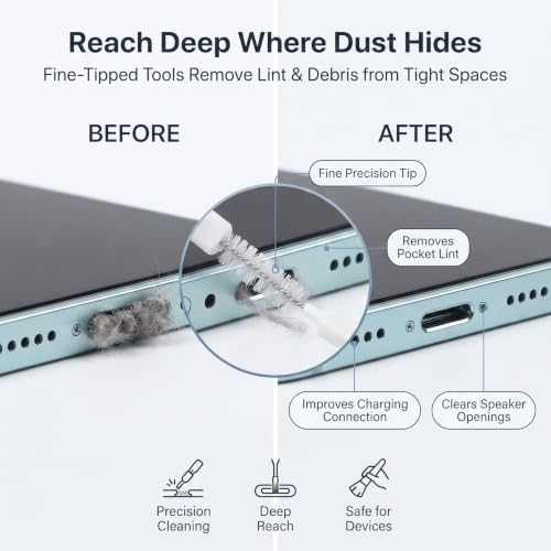 Charging Port Cleaning Kit, Cell Phone Cleaning Kit - 13PCs Phone Charging Port Cleaner - USB C Ports Cleaner Tool - Mini Brushes Cleaners for Speaker, Receiver, Earbuds & Smartphones - Image 5