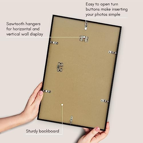 Americanflat 11x17 Picture Frame with Polished Plexiglass - Streamline Collection - Thin Border Picture Frame for Wall Display - Hanging Hardware Included - Black | Polished plexiglass front, hangs vertical or horizontal, sawtooth hangers included, sec... - Image 5