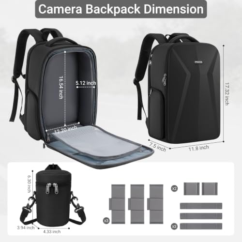MOSISO Camera Backpack,Photography Camera Bag with Lens Pouch,Black - Image 2