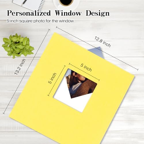 potricher Large Self Adhesive Photo Album 40 Pages, Linen cover, Yellow - Image 2