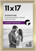 Americanflat 11x17 Picture Frame with Shatter-Resistant Glass - Signature Collection - Gallery-Style Frames Made of Engineered Wood - Photo Frame for Wall Display - Gold by Americanflat